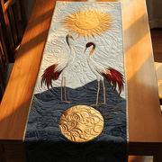 Red Cranes Quilted Table Runner Best Christmas Gifts For Couples Housewarning - Bancroftclothings