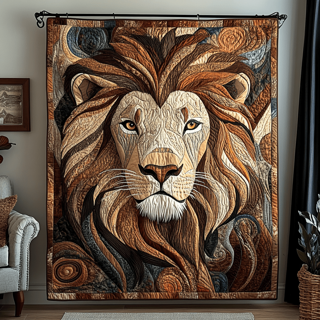 Regal Beast Quilted Blanket Cute Throw Blanket Best Lion Gifts For Him - Bancroftclothings