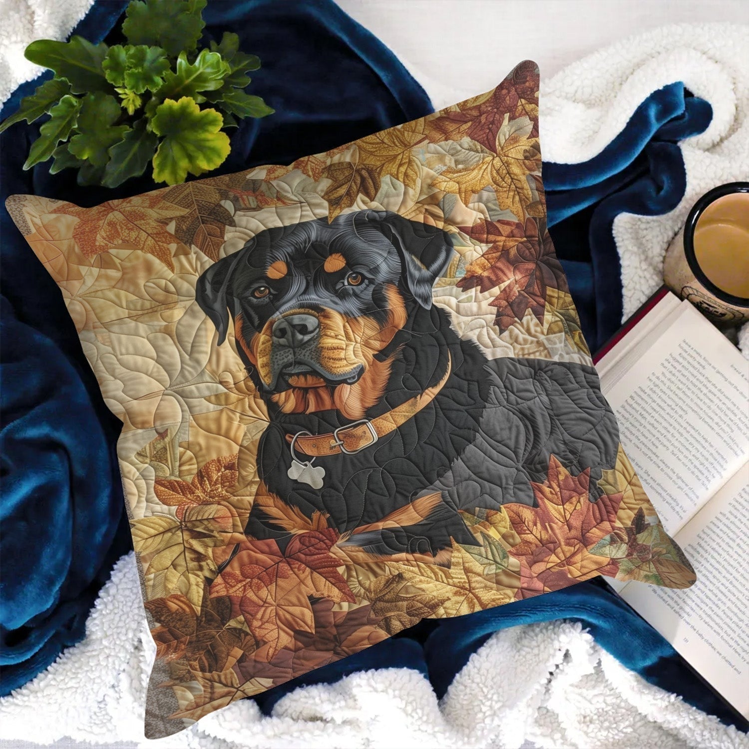 Rottweiler Autumn Breeze Quilted Pillow Case Trendy Home Decor Dog Lover Gifts - Bancroftclothings