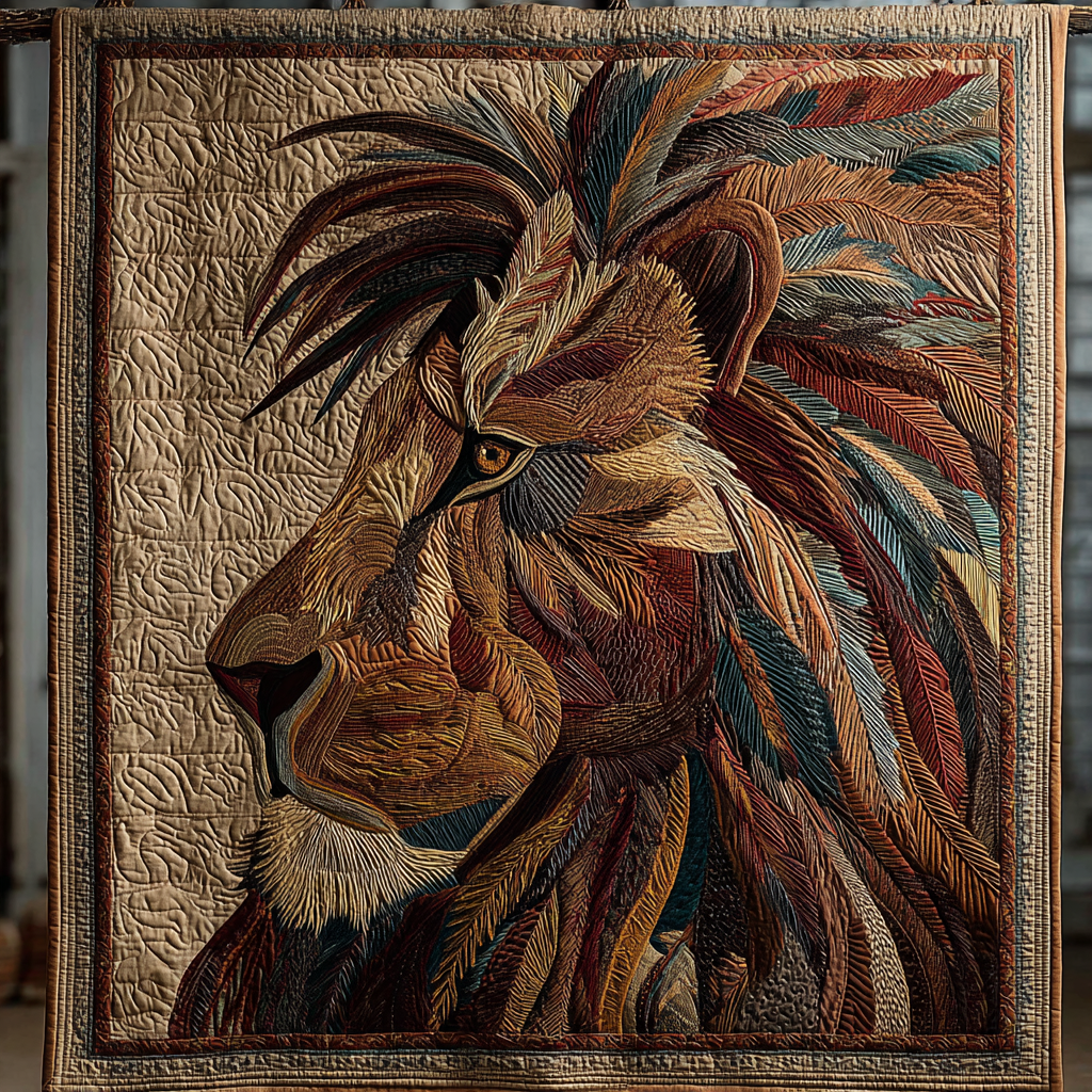 Royal Lion Quilted Blanket Cool Throw Blanket African American Gifts For Her - Bancroftclothings