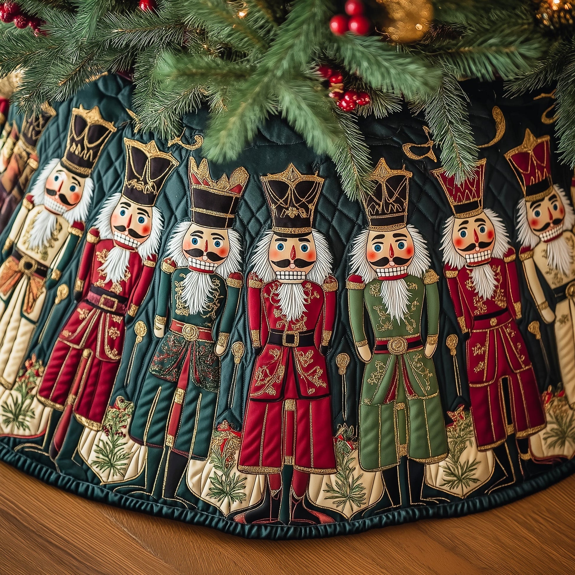 Royal Nutcracker Quilted Tree Skirt Beautiful Christmas Home Merch - Bancroftclothings