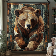 Rustic Bear Haven Quilted Blanket Winter Decor Blanket Bear Theme Gifts - Bancroftclothings