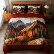 Rustic Forest Quilted Bedding Set Rustic Wilderness Design Best Rustic Nature Art Bedding Gifts - Bancroftclothings