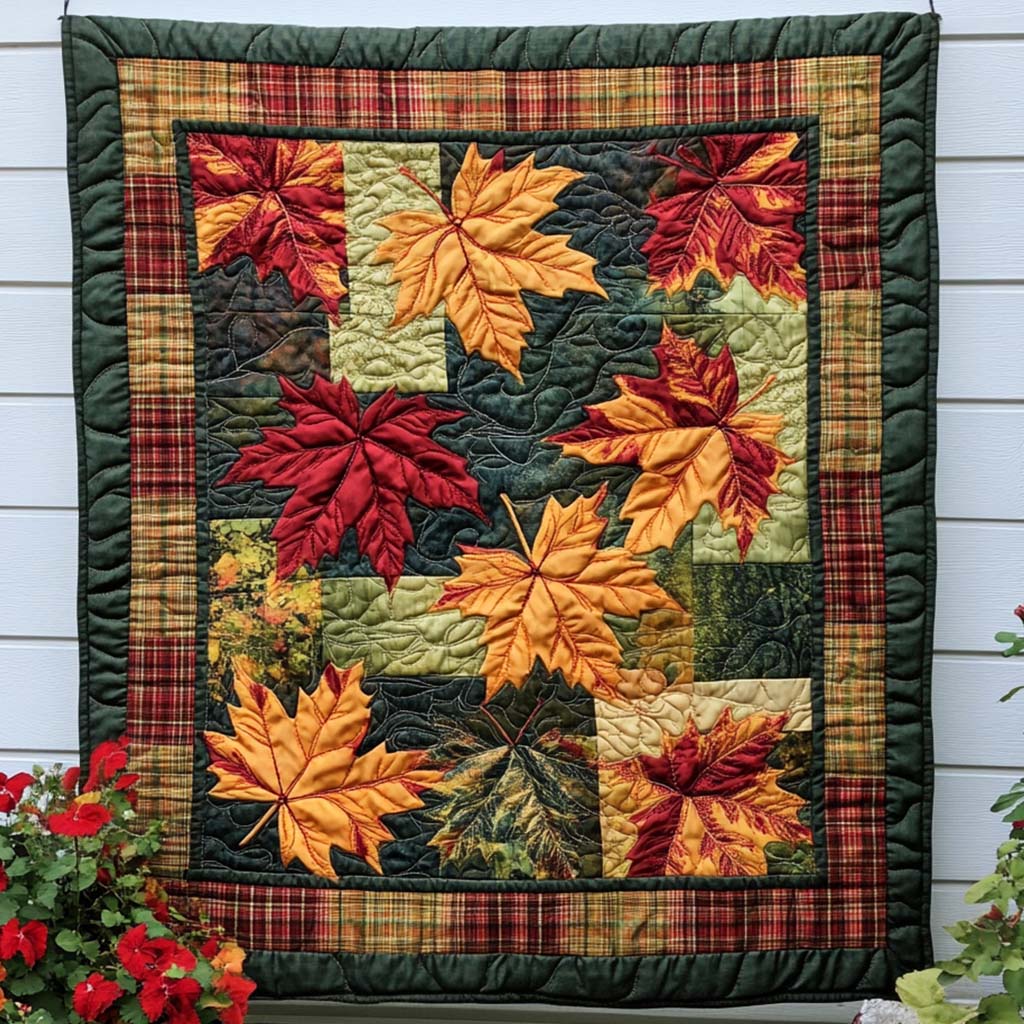 Rustic Maple Song Quilted Blanket Autumn Bed Throw Best Elephant Gifts Women - Bancroftclothings