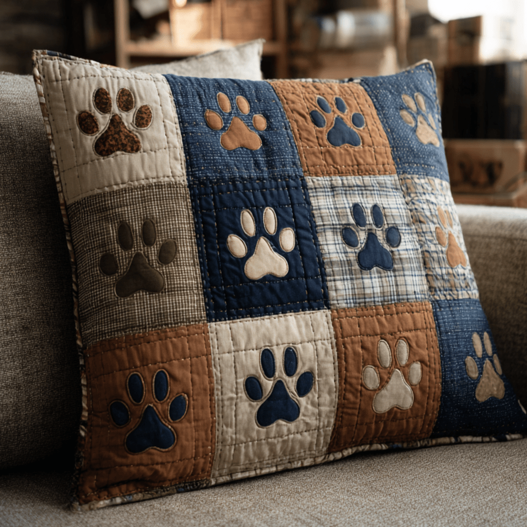 Rustic Paws Quilted Pillow Case Best Cool Pillow Cases Themed Cat Presents - Bancroftclothings