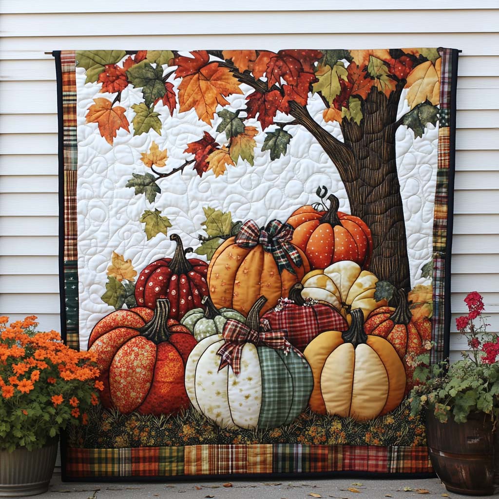 Rustic Pumpkin Lane Quilted Blanket Fall Theme Throw Blanket Sea Turtle Themed Gifts - Bancroftclothings
