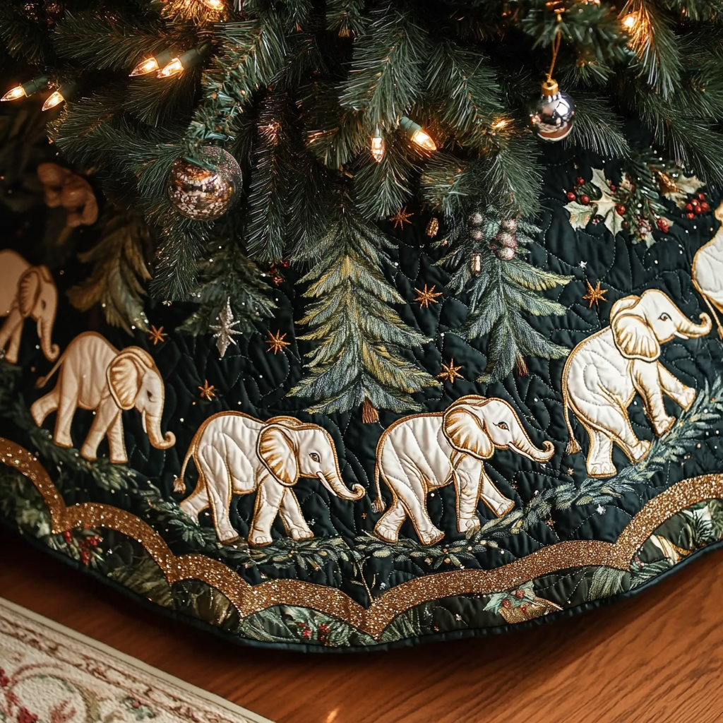 Safari Christmas Christmas Quilted Tree Skirt Thoughtful Christmas Tree Skirt Gift Idea - Bancroftclothings