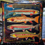 Salmon Rainbow River Quilted Pillow Case Natural Home Decor Fisherman Gifts - Bancroftclothings
