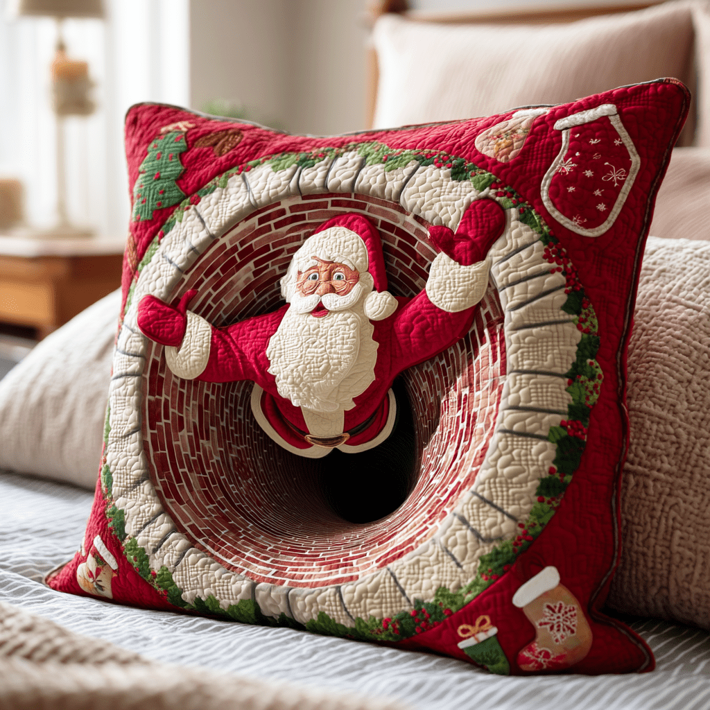 Santa Bells Quilted Pillow Case Christmas Pillow Case Covers Christmas Gifts For Mom - Bancroftclothings