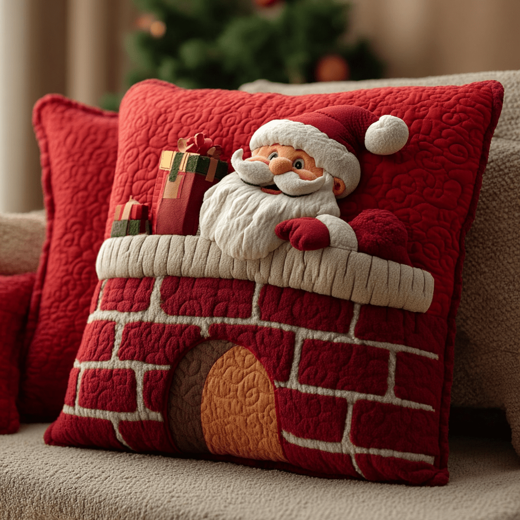 Santa Claus Hearth Mirage Quilted Pillow Case Christmas Pillow Case Covers Xmas Gifts - Bancroftclothings