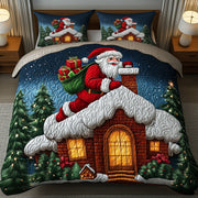 Santa Claus Quilted Bedding Rustic Christmas Santa Happy Xmas Gift Ideas - Bancroftclothings