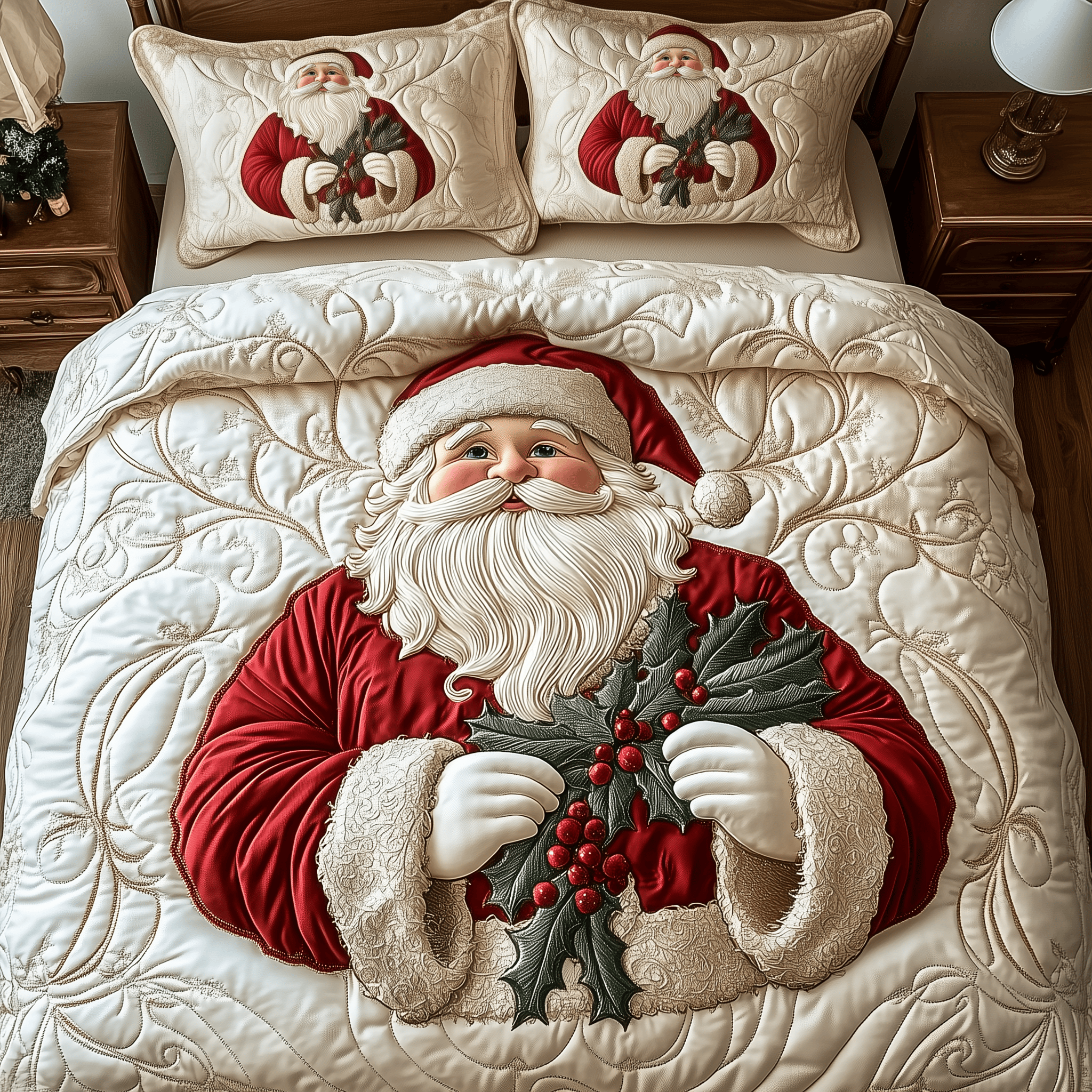 Santa Claus Quilted Bedding Set Family Xmas Gift Ideas - Bancroftclothings