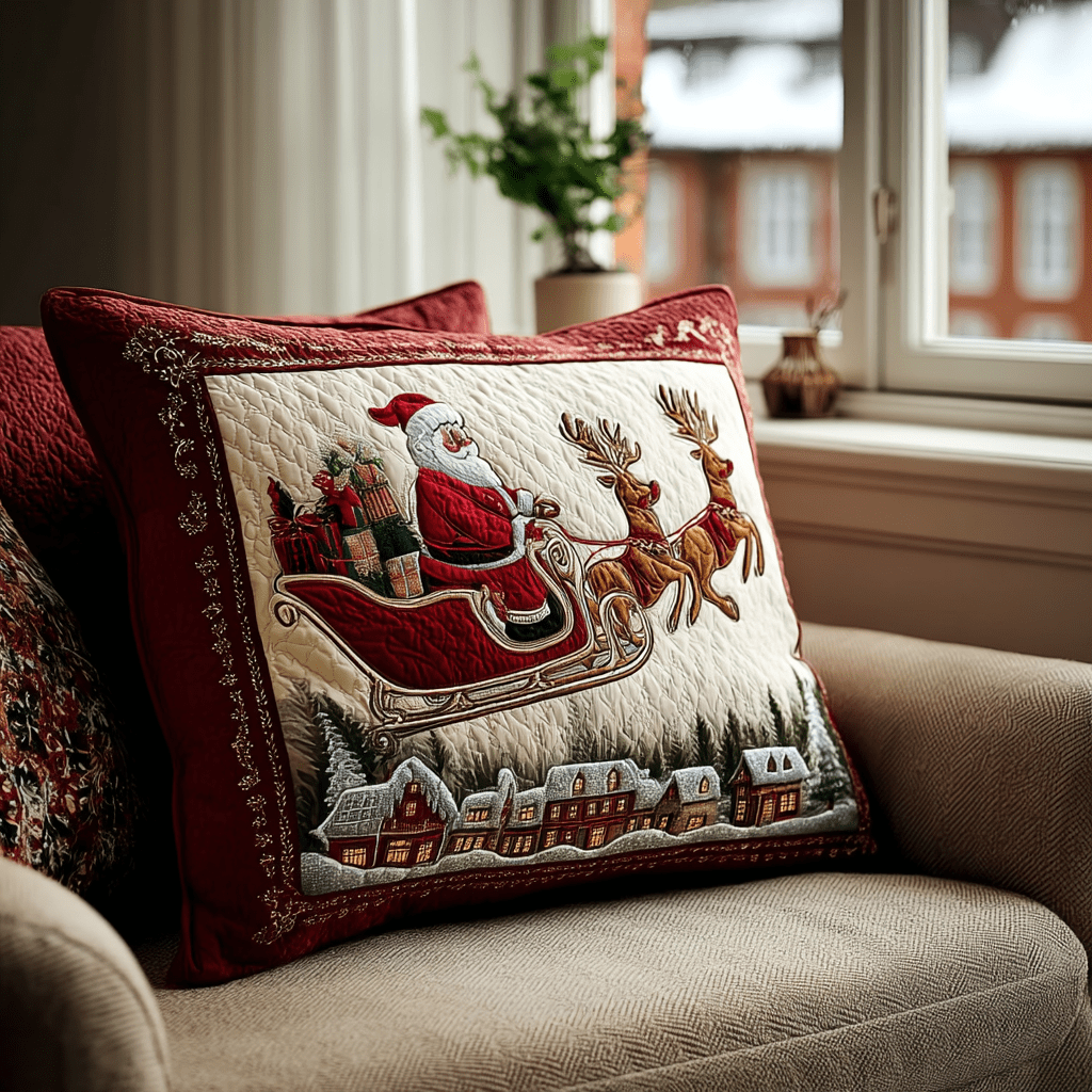 Santa Dream Quilted Pillow Case Christmas Cushion Covers Unique Christmas Gifts 2025 - Bancroftclothings