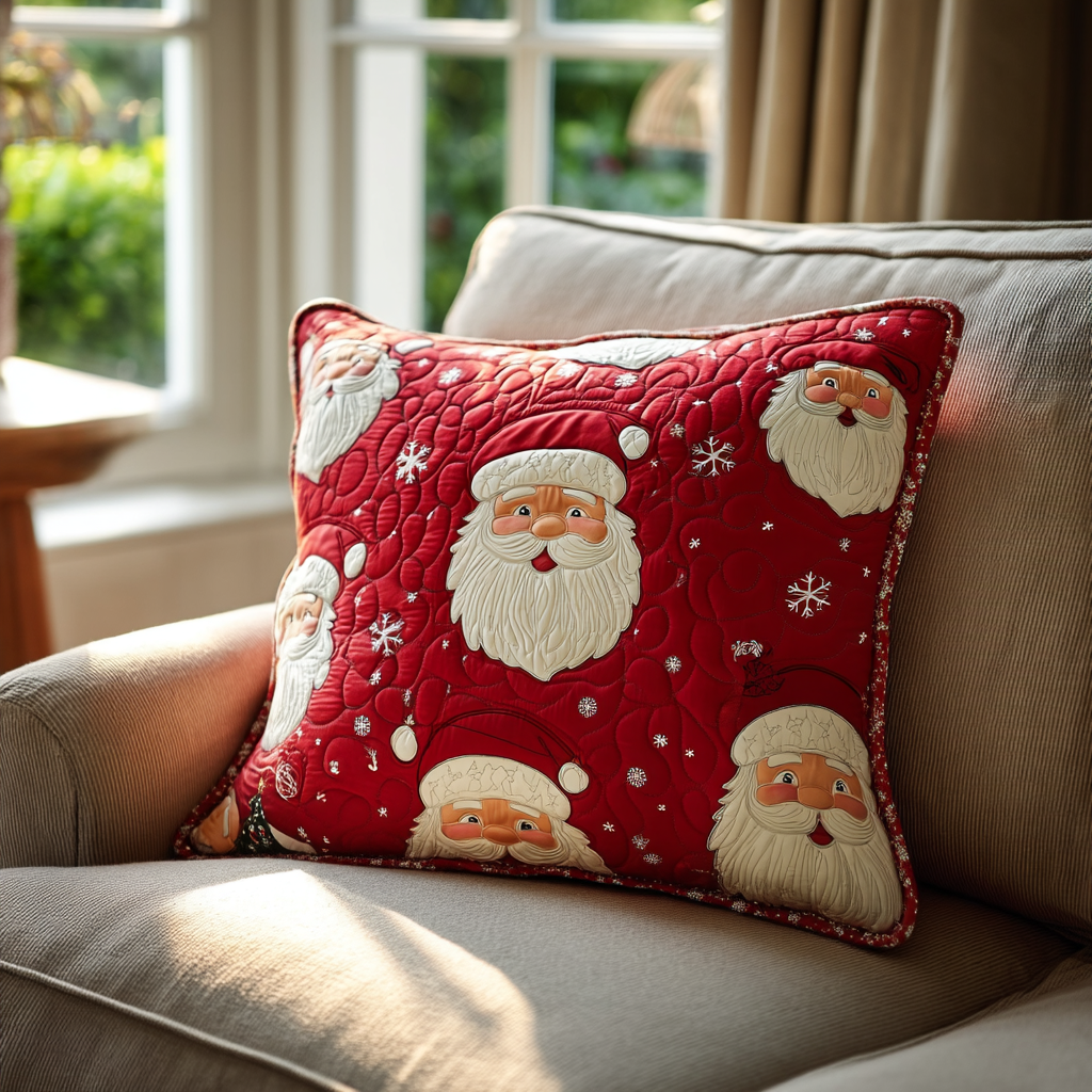 Santa Glow Quilted Pillow Case Holiday Pillow Cases Christmas Presents - Bancroftclothings