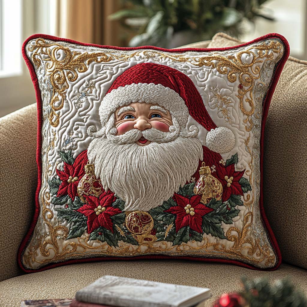 Santa Holiday Cheer Quilted Pillow Case Christmas Home Decor Sacet Santa Gift Ideas - Bancroftclothings