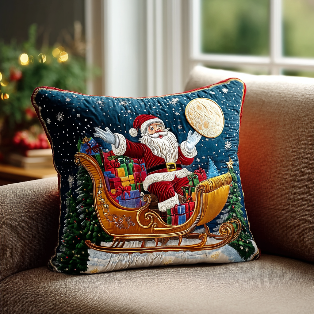 Santa Joy Quilted Pillow Case Christmas Pillow Covers Christmas Gifts For Her - Bancroftclothings