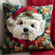Santa Maltese Dog Quilted Pillow Case Christmas Throw Pillow Covers Xmas Presents For Dog Lovers - Bancroftclothings