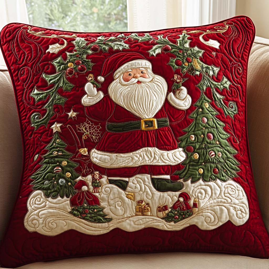 Santa Sleigh Ride Quilted Pillow Case Christmas Home Decor Santa Claus Lover Xmas Gifts - Bancroftclothings