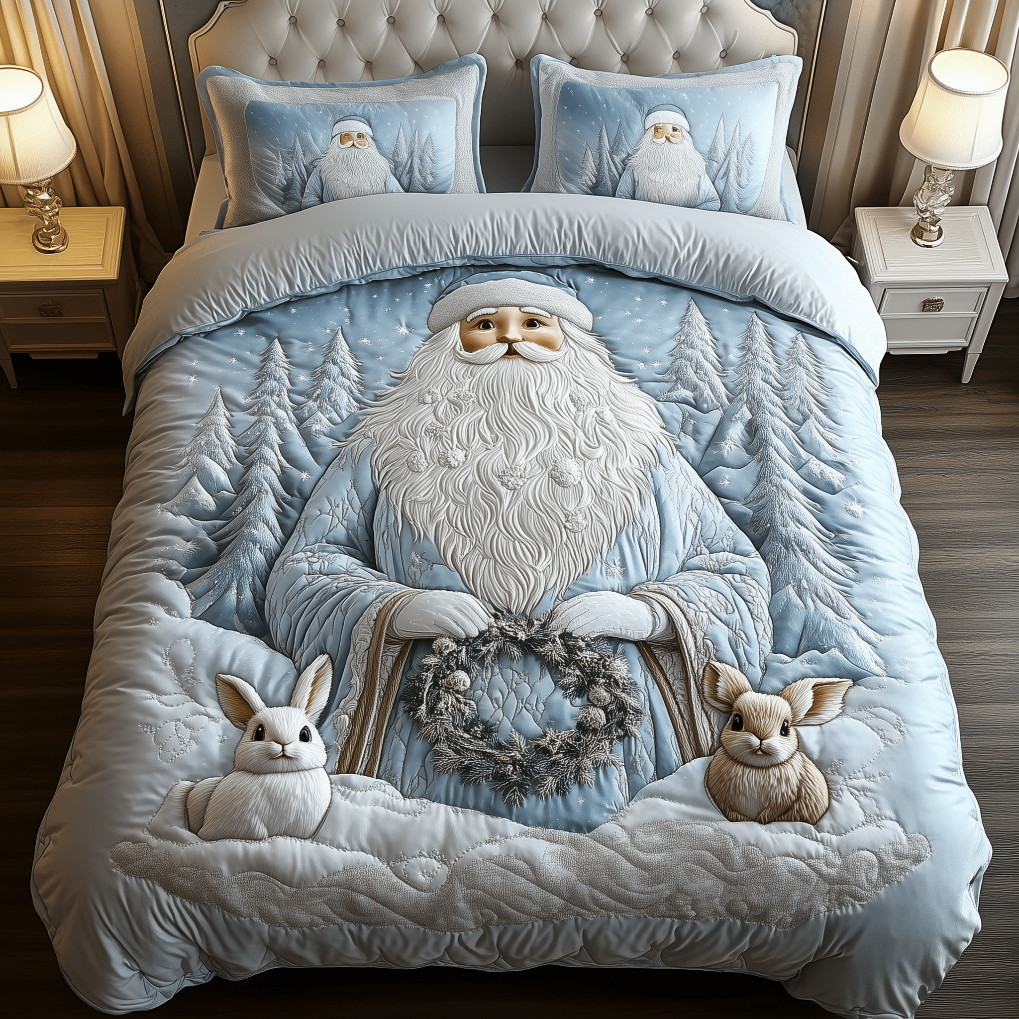 Santa Snowy Journey Quilted Bedding Set Gifts For Christmas For Mother In Law - Bancroftclothings