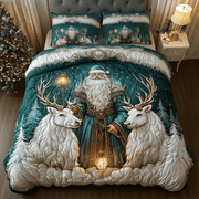 Santa Snowy Night Quilted Bedding Set Stay warm this winter Christmas Gifts For Grandparents - Bancroftclothings