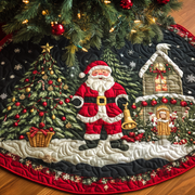 Santa Town Quilted Christmas Tree Skirt Holiday Merch That Completes Your Christmas Setup - Bancroftclothings