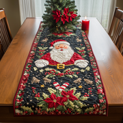Santa's Festive Feast Quilted Table Runner Holiday Dining Christmas Table Runner Home Decorating Ideas - Bancroftclothings