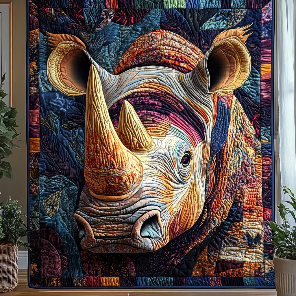 Savanna Guardian Quilted Blanket Christmas Throw Blanket Rhino Gifts For Him - Bancroftclothings