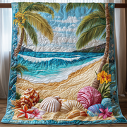 Seashell Shoreline Quilted Blanket Bedroom Decor Christmas Christmas Gift Ideas For Beach Lovers - Bancroftclothings
