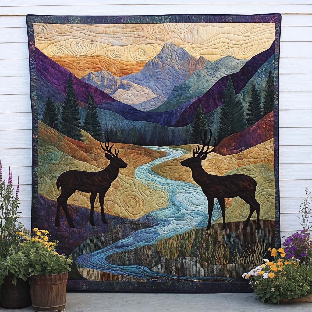 Serene Buck Quilted Blanket Nice Throw Blanket Cute Elephant Gifts For Women - Bancroftclothings
