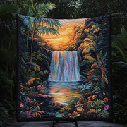 Serene Falls Quilted Blanket Bedroom Xmas Decor Gifts For Someone Who Loves Nature - Bancroftclothings