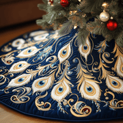 Shimmering Peacock Quilted Tree Skirt Indoor Tree Christmas Decorations Peacock Gifts For Her - Bancroftclothings
