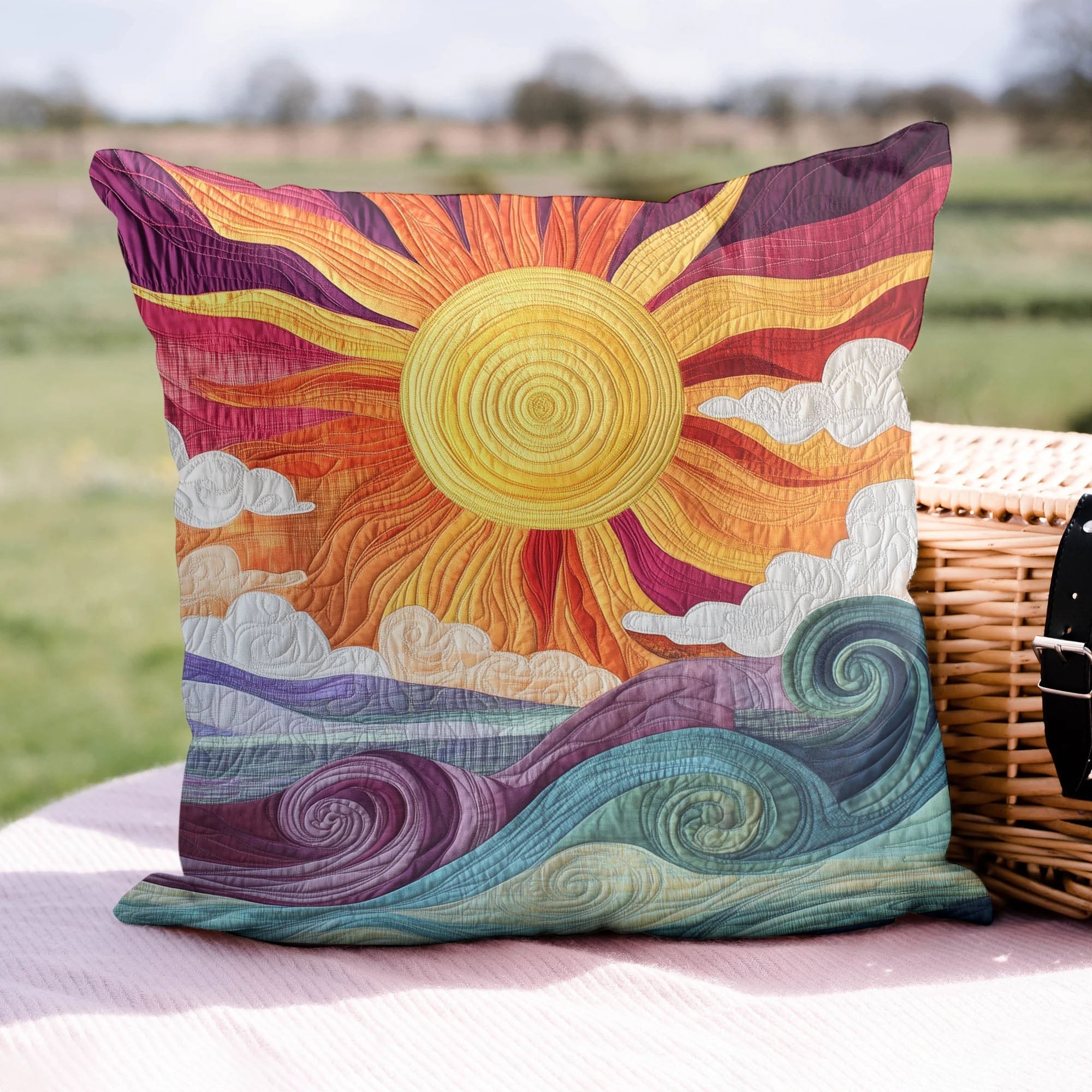 Shining Sunburst Delight Quilted Pillow Case Home Decor Unique Gifts For Friends - Bancroftclothings