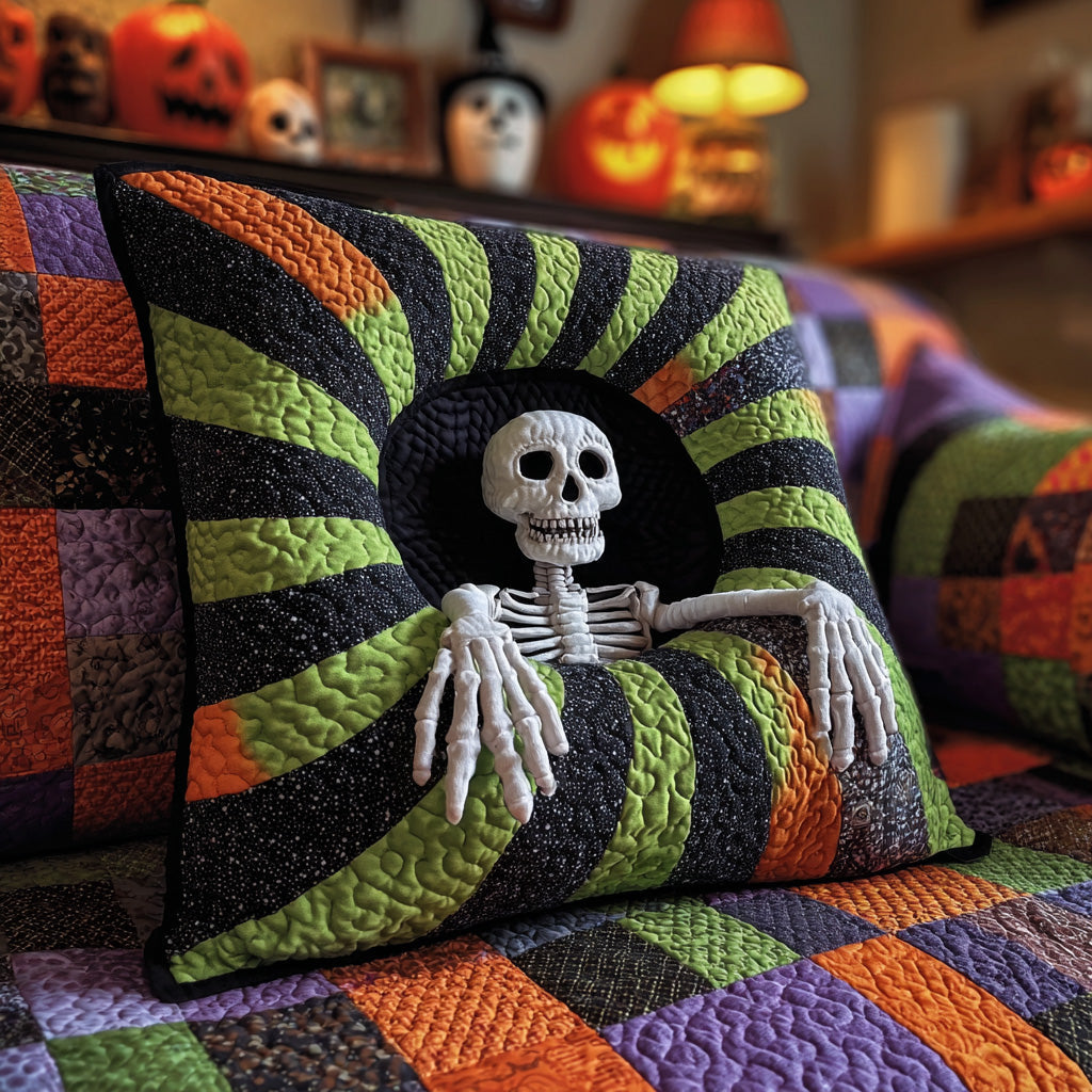 Skeleton Snare Quilted Pillow Case Nice Pillow Covers Gifts For Halloween Lovers - Bancroftclothings