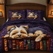 Sleeping Yorkie Quilted Bedding Set Stay warm this winter Christmas Presents For Wife - Bancroftclothings