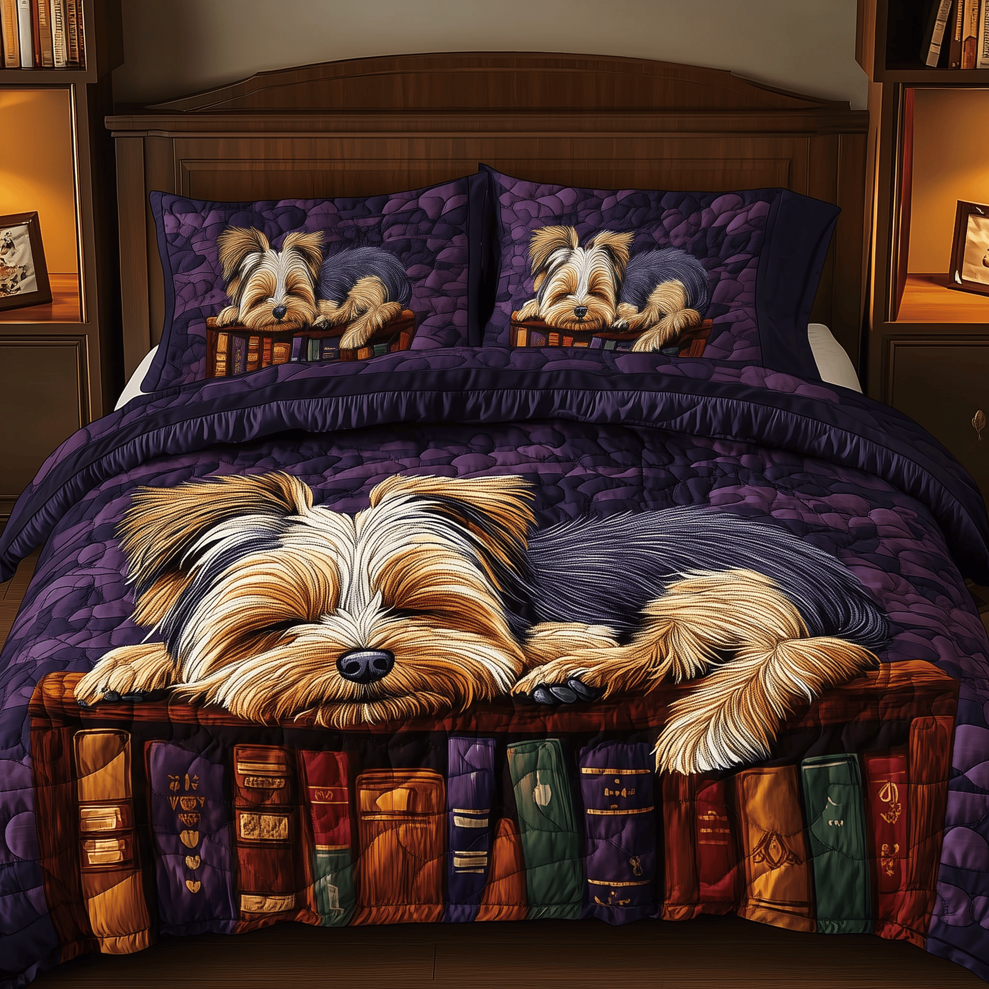 Sleeping Yorkie Quilted Bedding Set Stay warm this winter Christmas Presents For Wife - Bancroftclothings