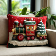 Sleigh-on-Rails Quilted Pillow Case Holiday Throw Pillow Covers Best Christmas Gifts - Bancroftclothings