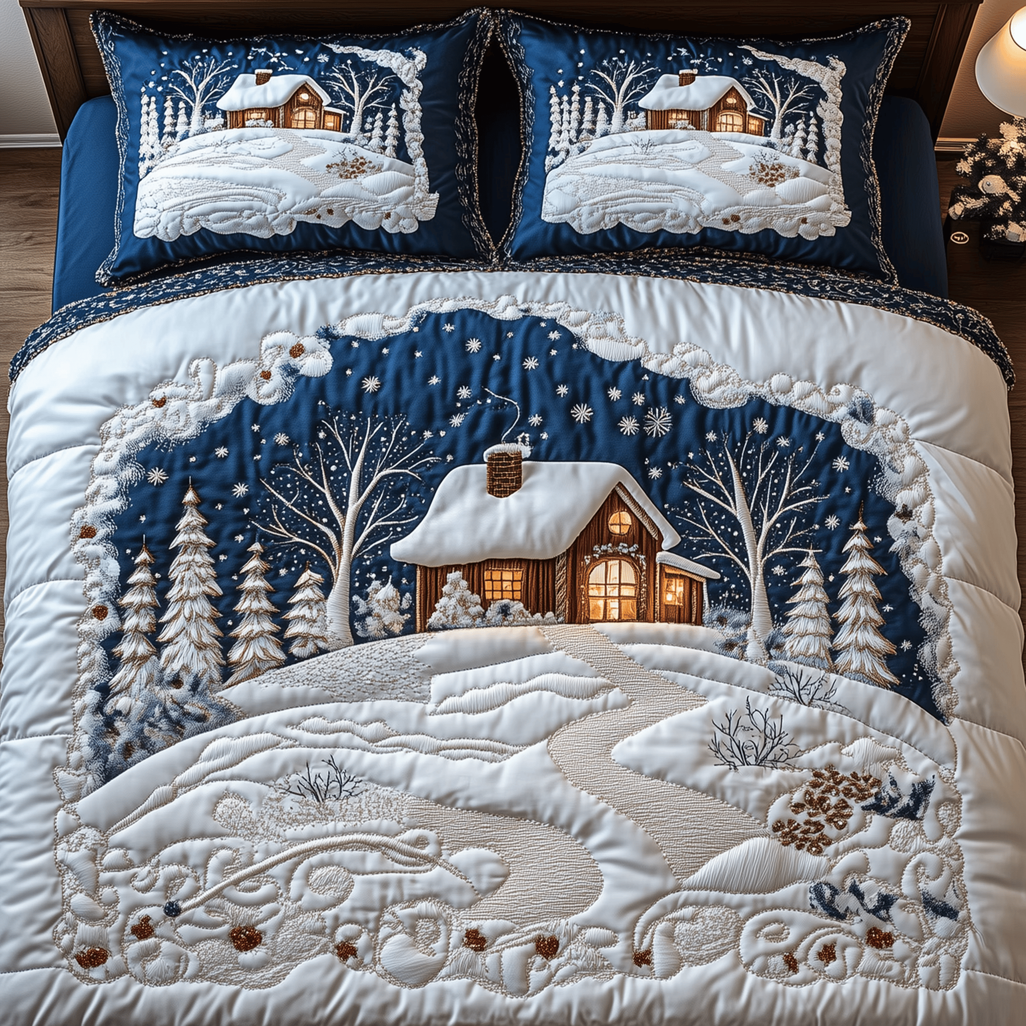 Snow Cabin Quilted Bedding Set Things To Get For Christmas - Bancroftclothings