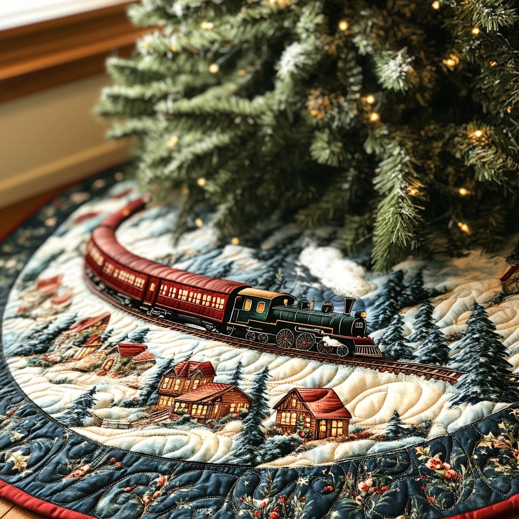 Snowbound Express Quilted Christmas Tree Skirt Thoughtful Christmas Tree Skirt Gift Idea - Bancroftclothings