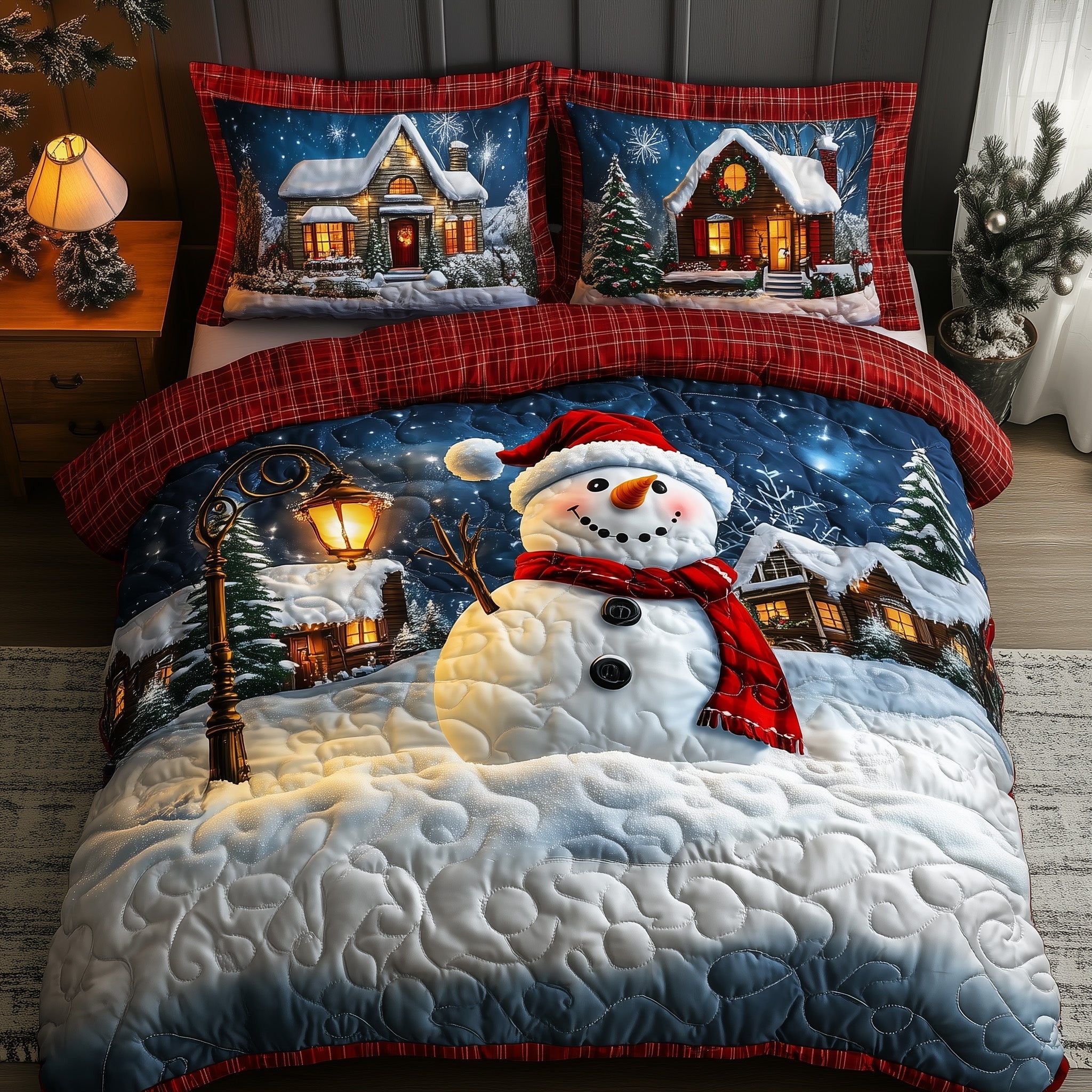Snowman Quilted Bedding Set The Coming Snowman Funny Christmas Bedroom Gifts - Bancroftclothings