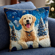 Snowy Golden Retriever Quilted Pillow Case Christmas Pillow Case Covers Gifts For Dog Lovers - Bancroftclothings
