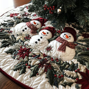Snowy Smiles Quilted Christmas Tree Skirt Trending Christmas Tree Skirt Merch 2025 - Bancroftclothings