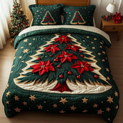 Snowy Village Quilted Bedding Set Festive Snow Scene Decor Cool Xmas Bedding Ideal Gifts - Bancroftclothings
