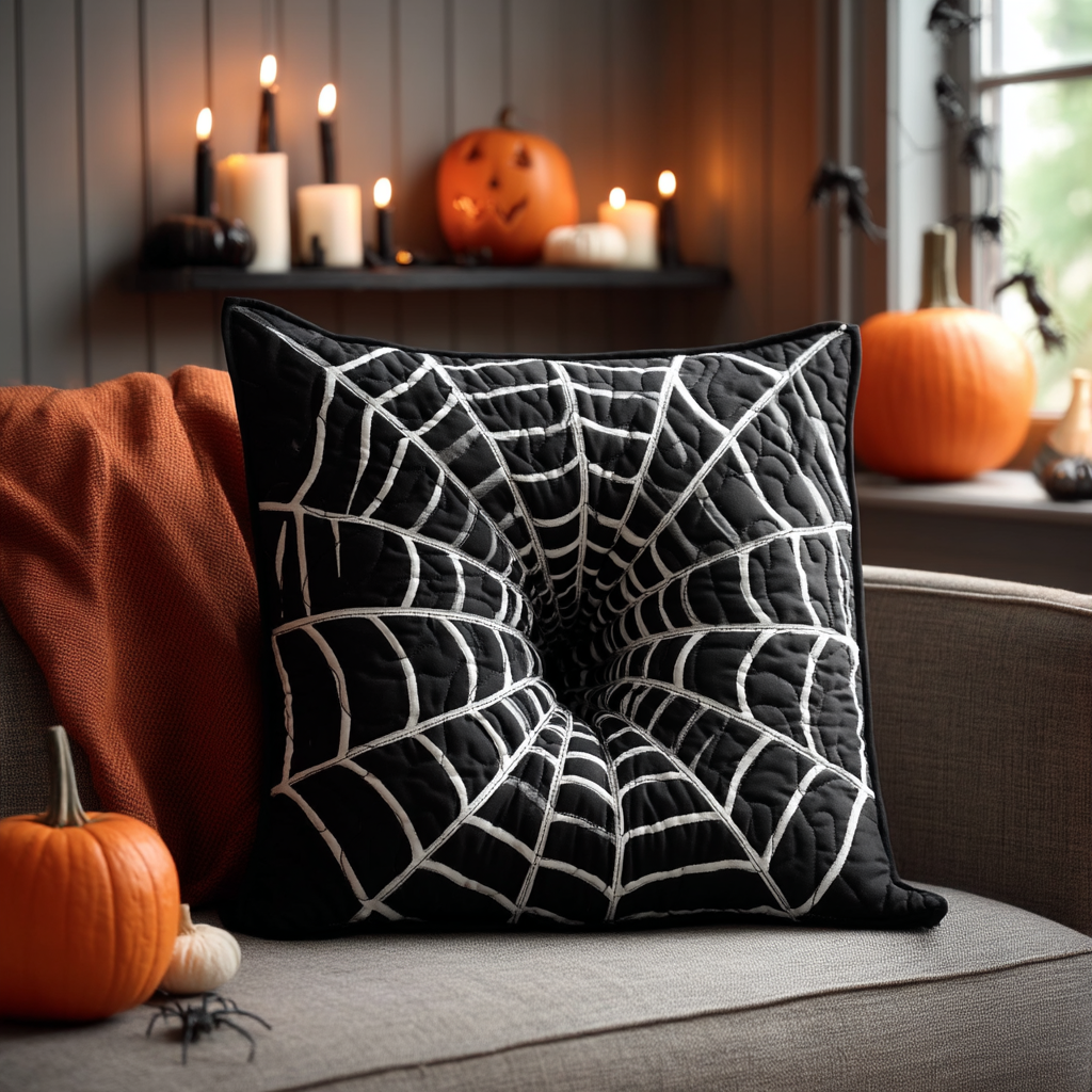 Spiderfall Quilted Pillow Case Decorative Pillow Cases Gift For Halloween - Bancroftclothings