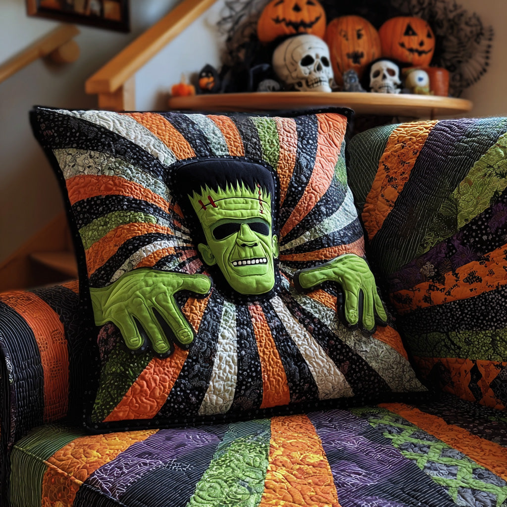 Spooky Frankenstein Quilted Pillow Case Holiday Pillow Covers Halloween Gifts For Girlfriend - Bancroftclothings