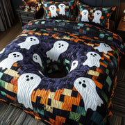 Spooky Illusion Quilted Bedding Set Haunted Ghost Spiral Bedding Spooky Gifts - Bancroftclothings