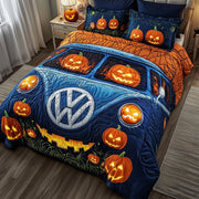 Spooky Ride Quilted Bedding Set Jack-Oï¿½-Lantern Creepy Halloween Bedroom Gifts - Bancroftclothings