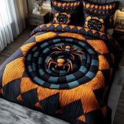 Spooky Site Quilted Bedding Set Spider Web Quilt Design Bedding Spooky Halloween Gifts - Bancroftclothings