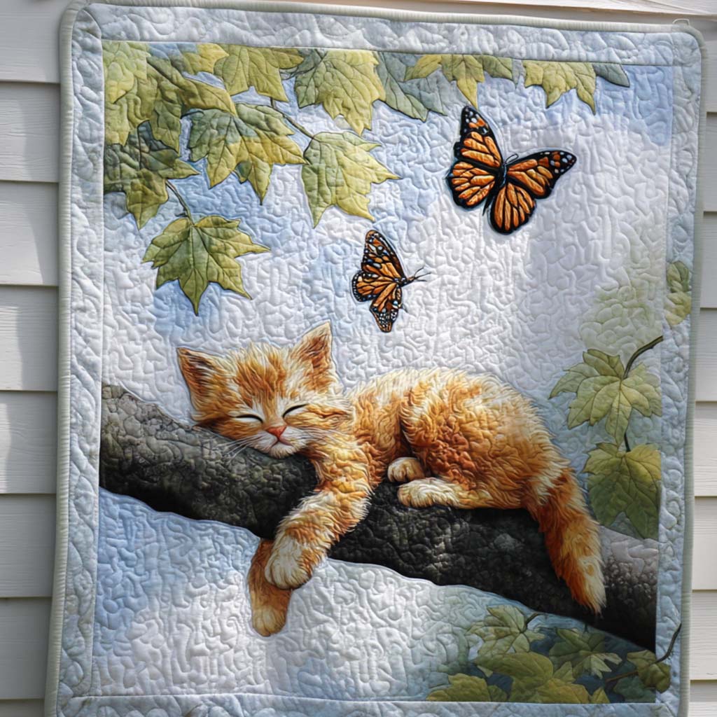 Springtime Cat Quilted Blanket Cute Throw Blanket Cute Turtle Themed Gifts - Bancroftclothings