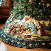 Starry Nativity Quilted Christmas Tree Skirt Lovely Holiday Tree Skirt for Festive Vibes - Bancroftclothings