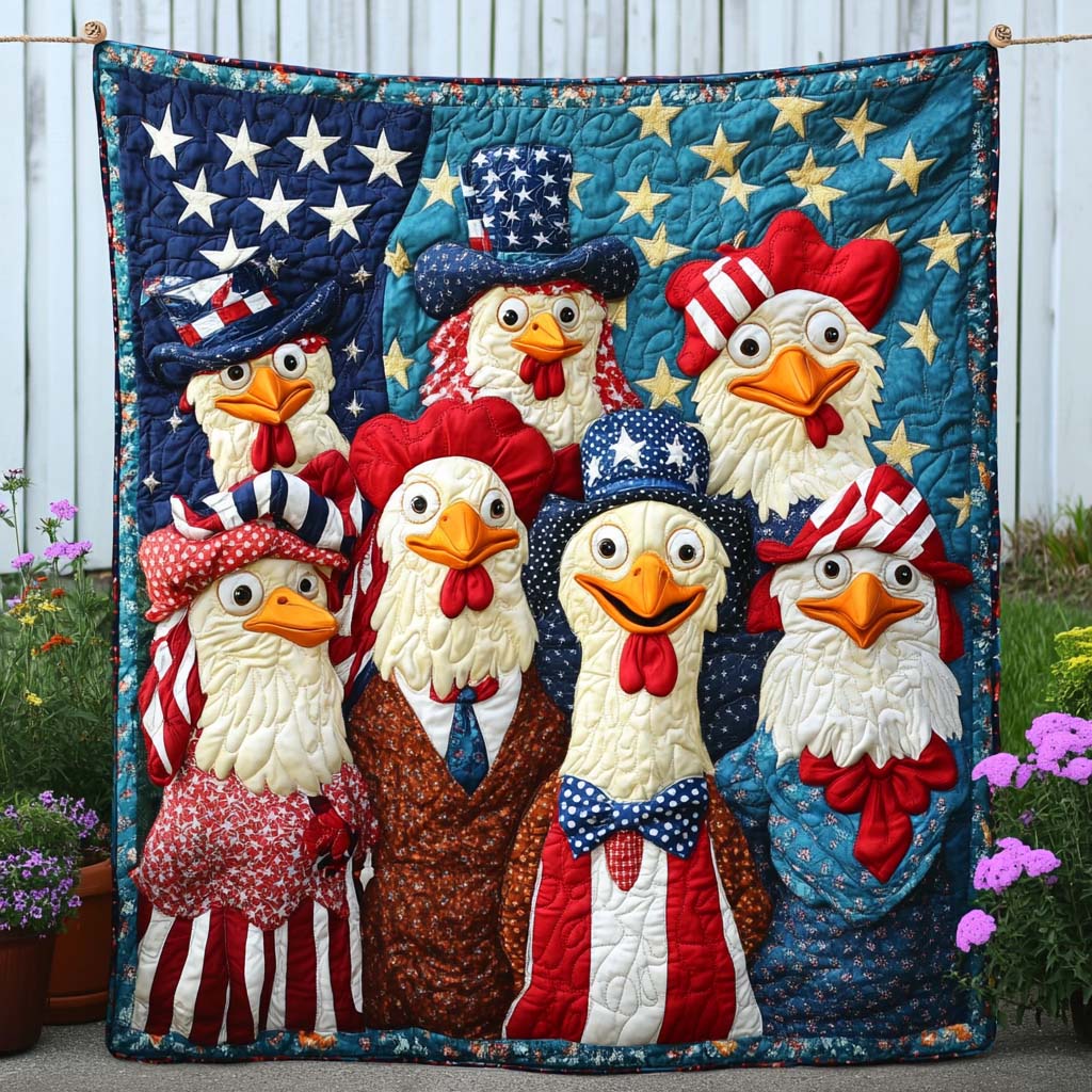 Stars and Beaks Quilted Blanket Xmas Holiday Patriotic Gift Ideas - Bancroftclothings